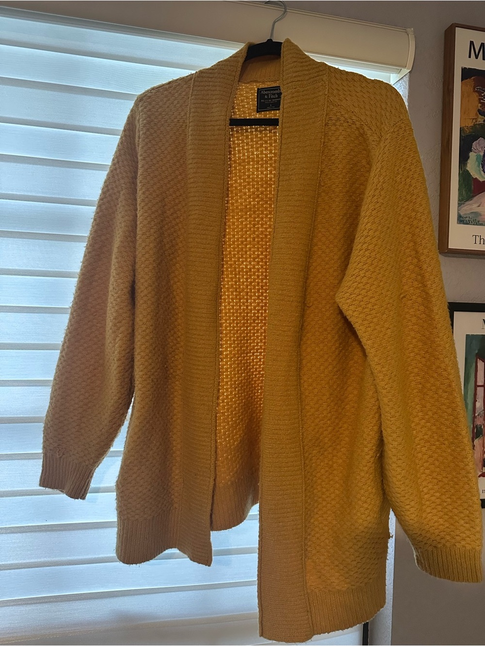 Abercrombie & Fitch Mustard Yellow Open Knit Cardigan
